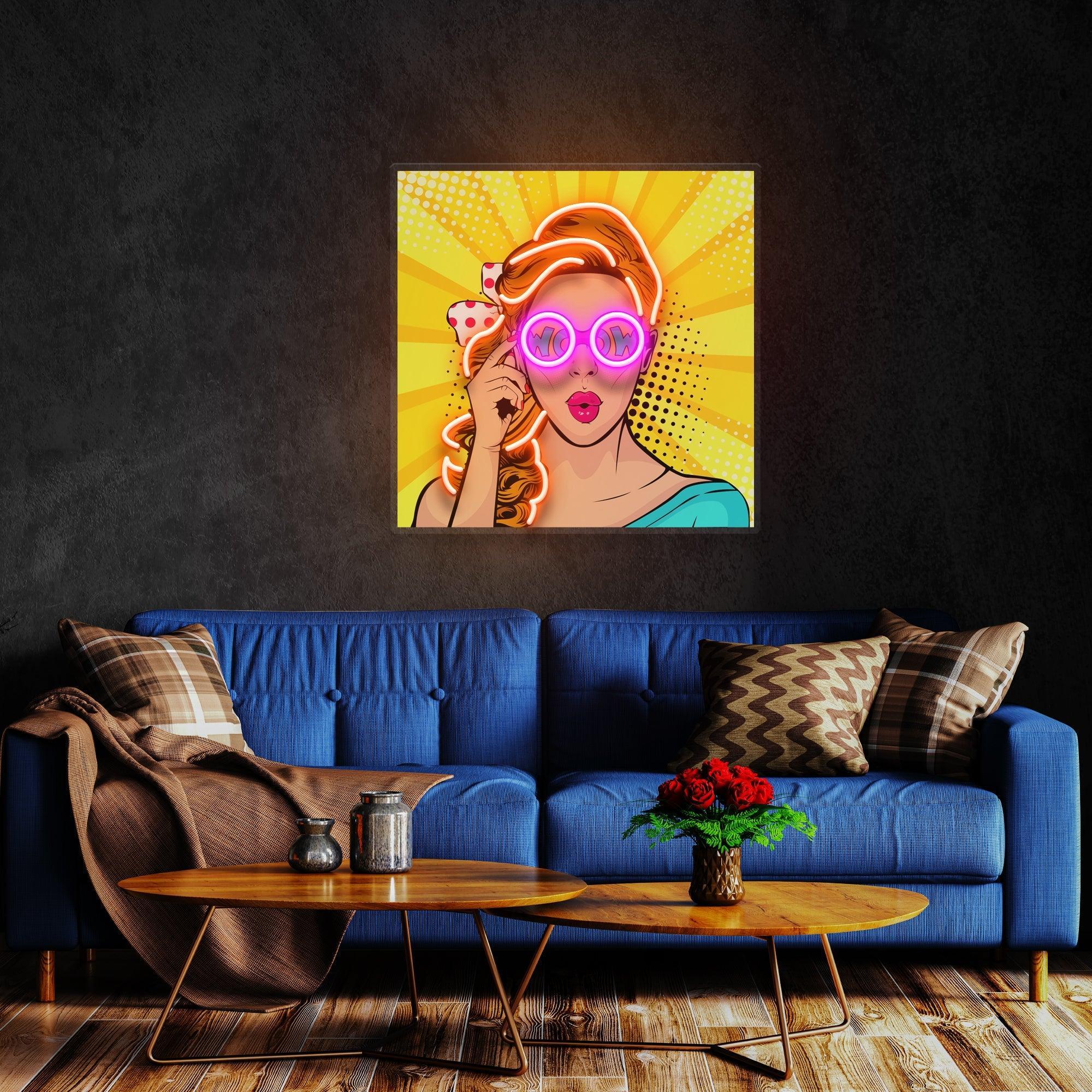 Wow Face Sexy Surprised Pop Art Led Neon Sign Light - Neonbir