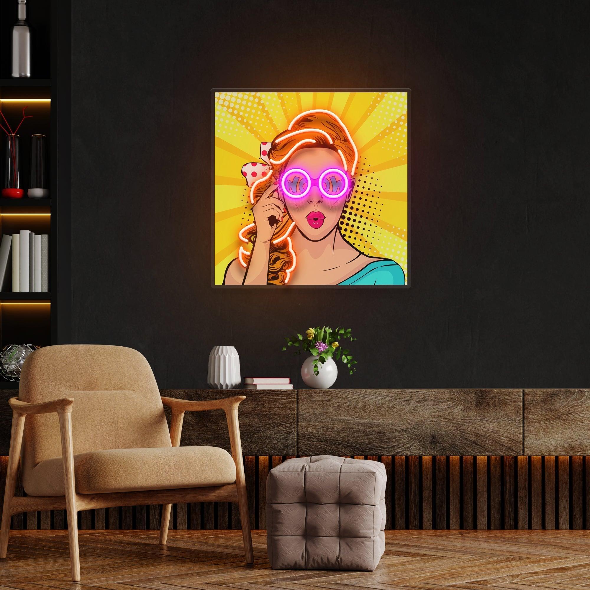 Wow Face Sexy Surprised Pop Art Led Neon Sign Light - Neonbir