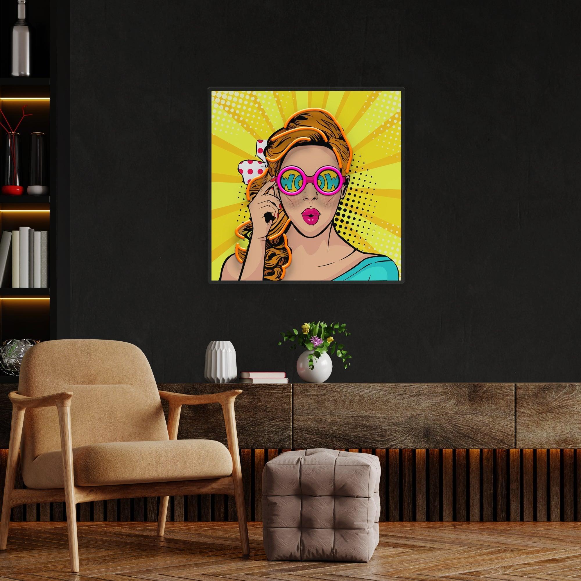 Wow Face Sexy Surprised Pop Art Led Neon Sign Light - Neonbir