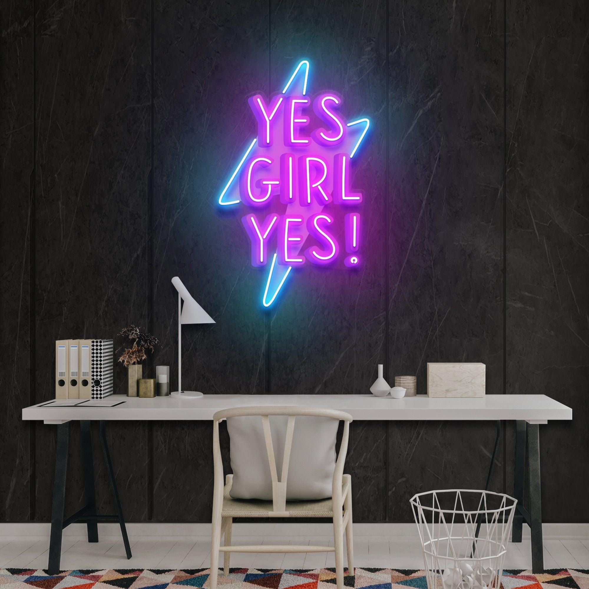 Yes Girl Yes Artwork Led Neon Sign Light - Neonbir