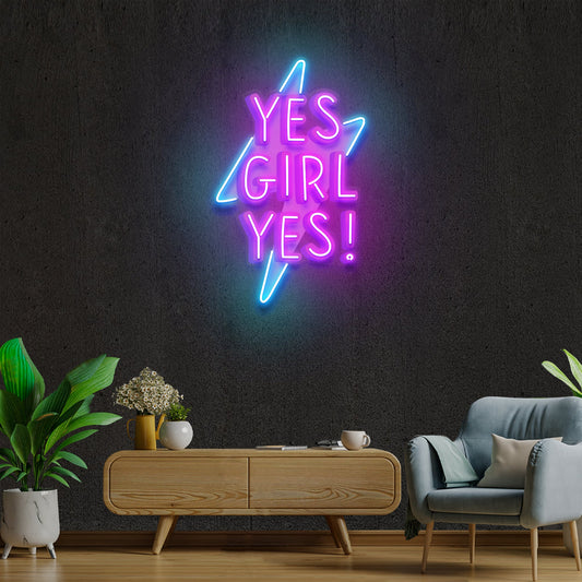 Yes Girl Yes Artwork Led Neon Sign Light - Neonbir