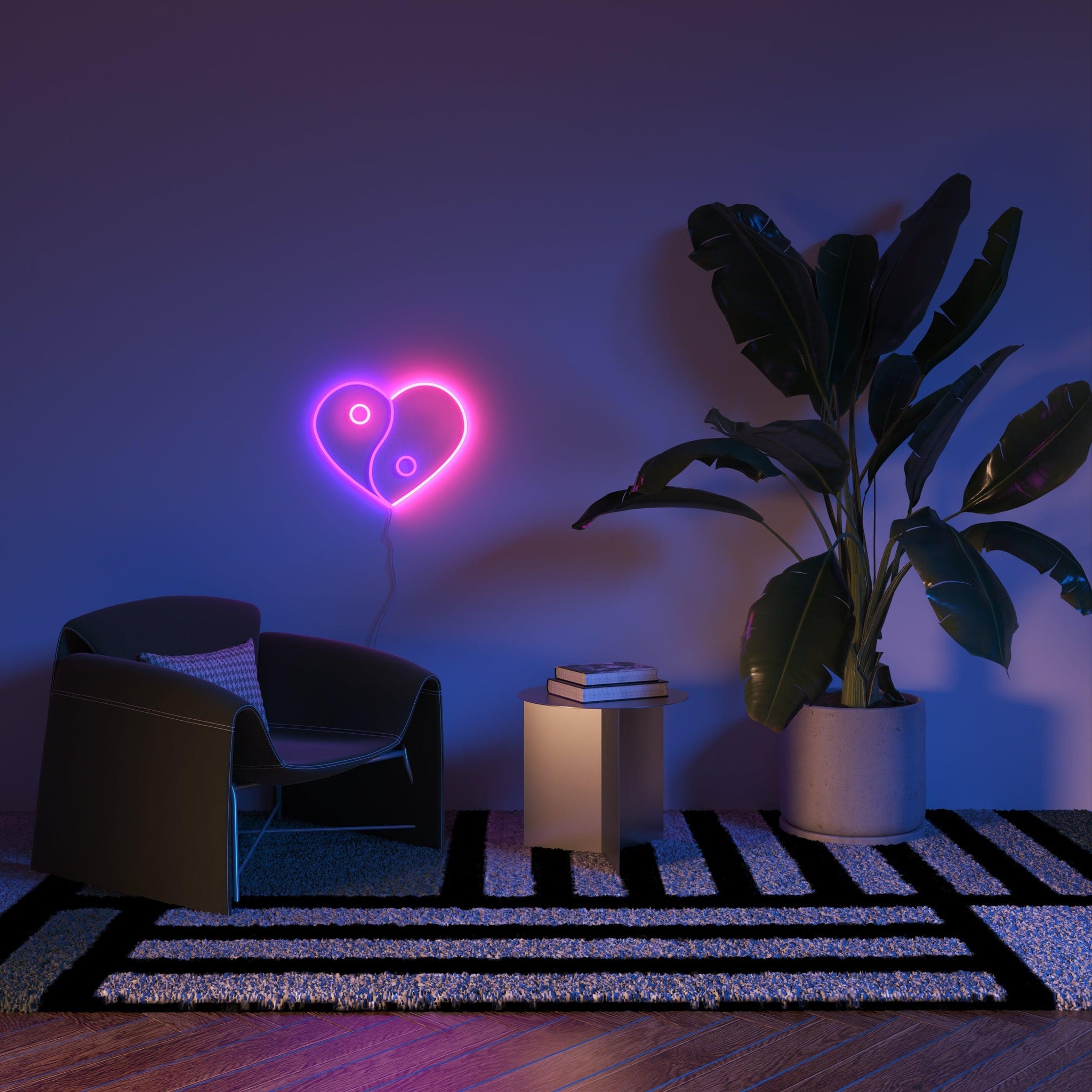 Yin & Yang Heart, Neon Tabela - Neonbir