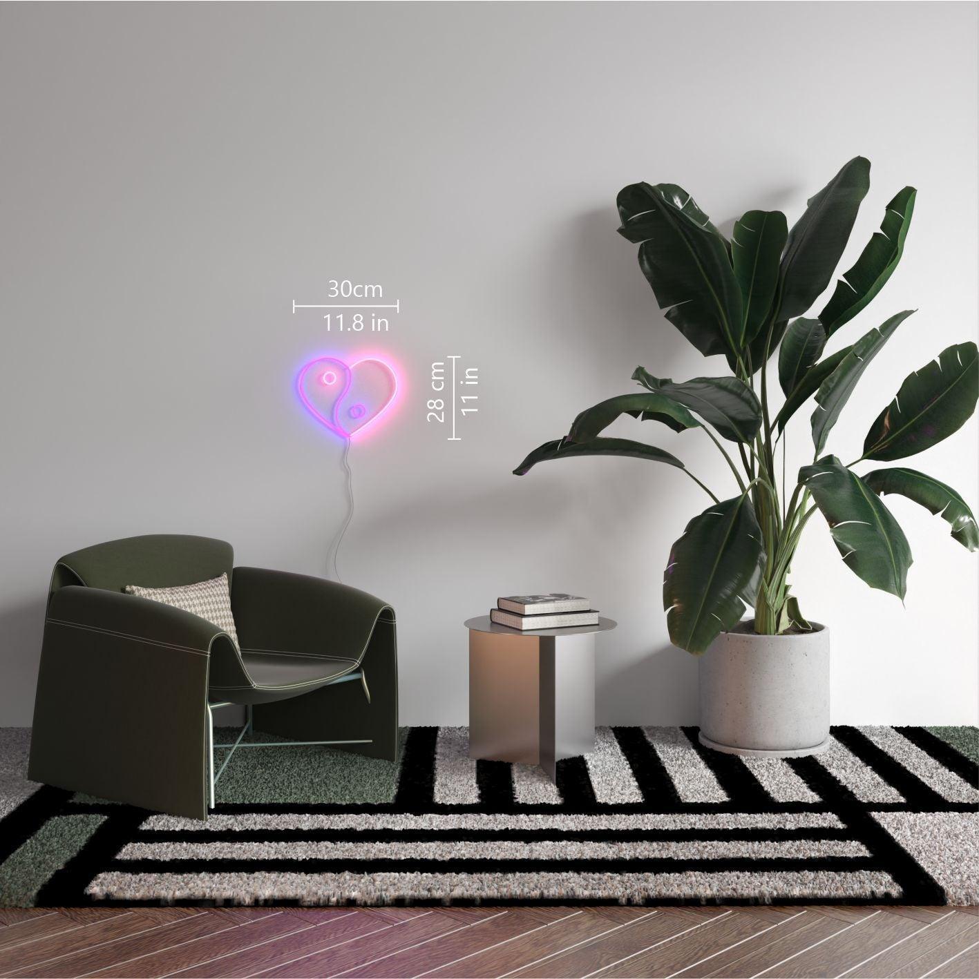 Yin & Yang Heart, Neon Tabela - Neonbir