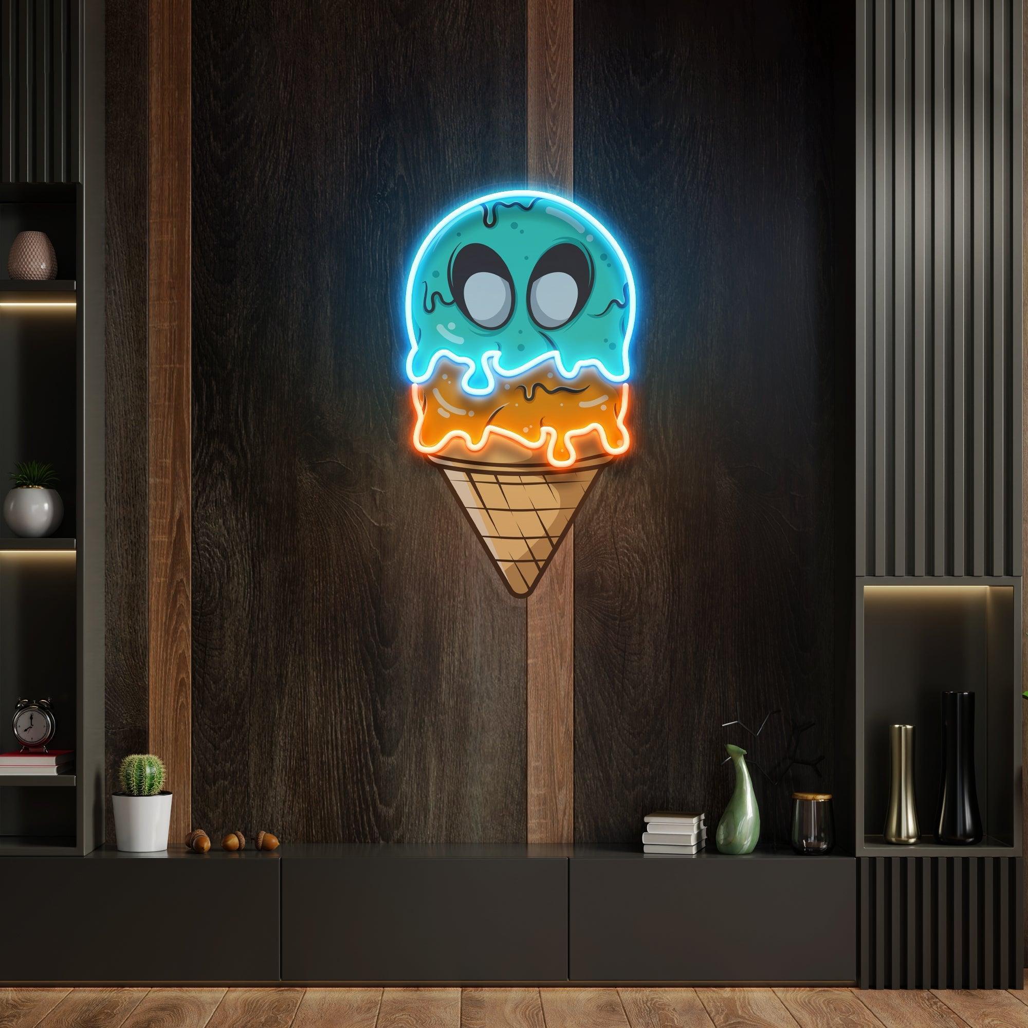 Ice Cream Zombie Isolated Artwork Led Neon Sign Light - Neonbir